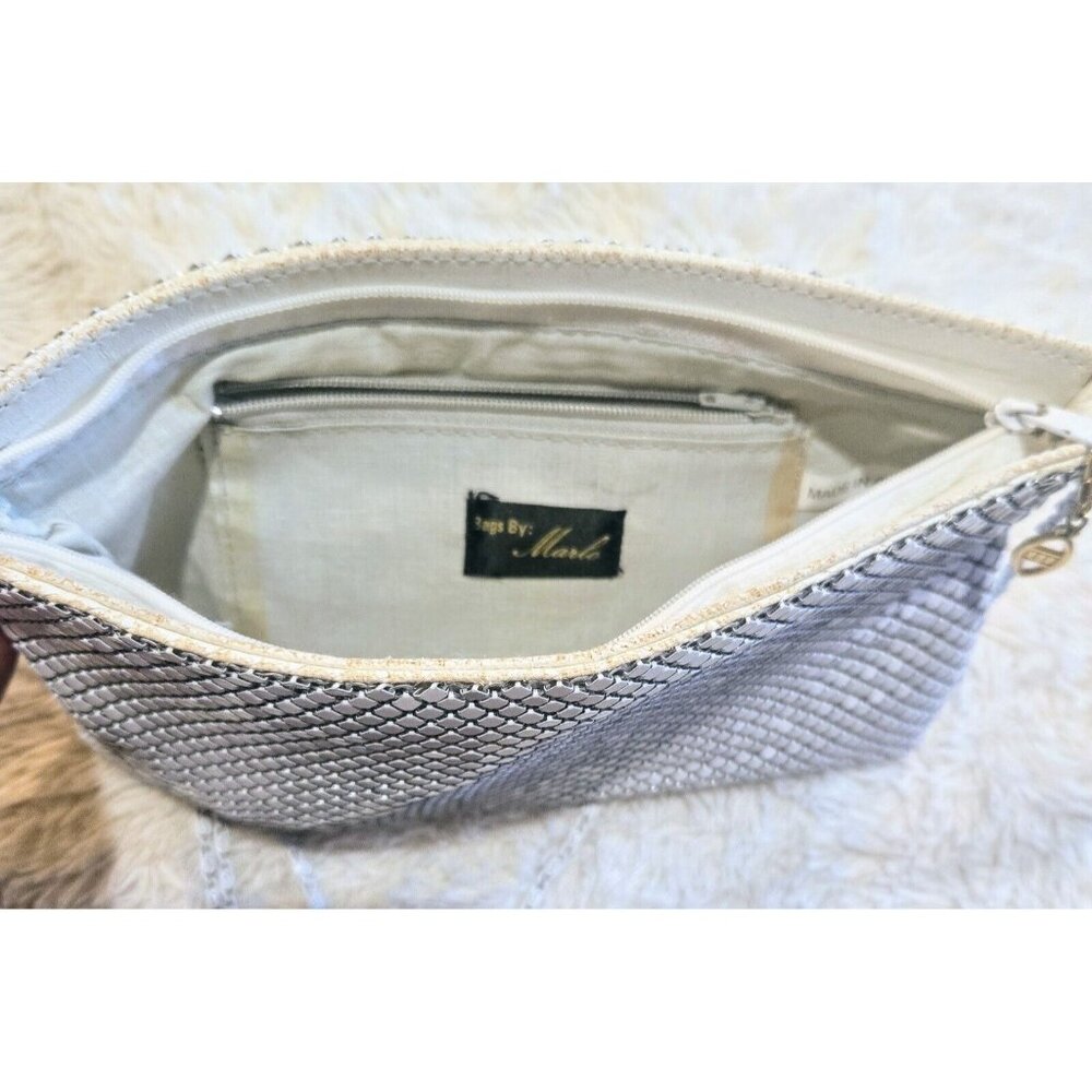 Vintage Bags By Marlo White Metal Mesh Bag Purse With Strap - Picture 9 of 9